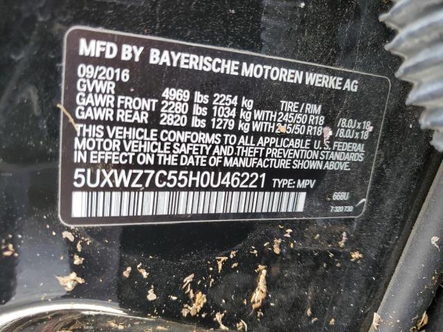 5UXWZ7C55H0U46221 - 2017 BMW X3 SDRIVE2 BLACK photo 10