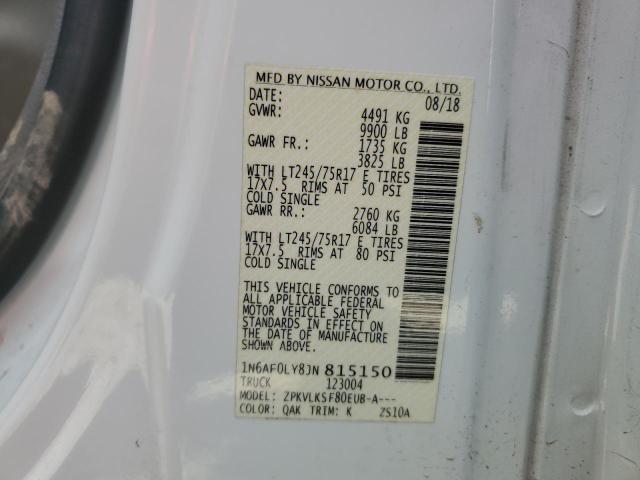 1N6AF0LY8JN815150 - 2018 NISSAN NV 2500 S WHITE photo 10