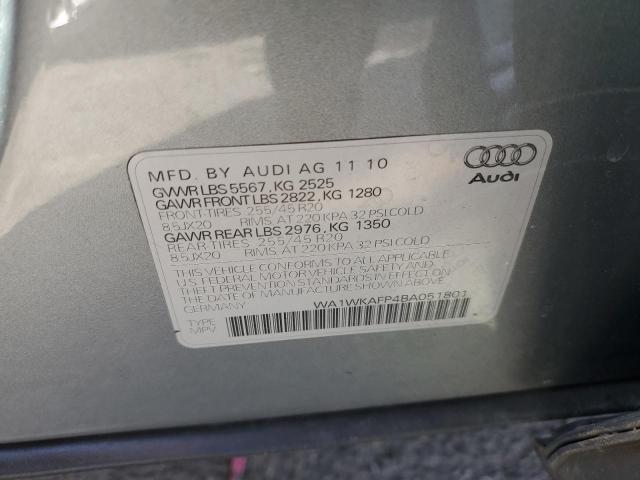 WA1WKAFP4BA051801 - 2011 AUDI Q5 PRESTIG SILVER photo 10