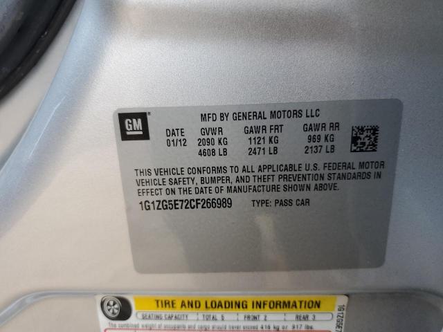 1G1ZG5E72CF266989 - 2012 CHEVROLET MALIBU LTZ ვერცხლისფერი ფოტო 10