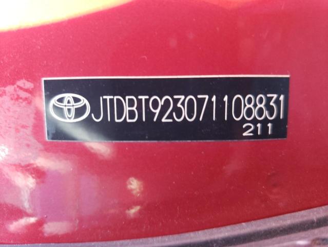 JTDBT923071108831 - 2007 TOYOTA YARIS RED photo 10