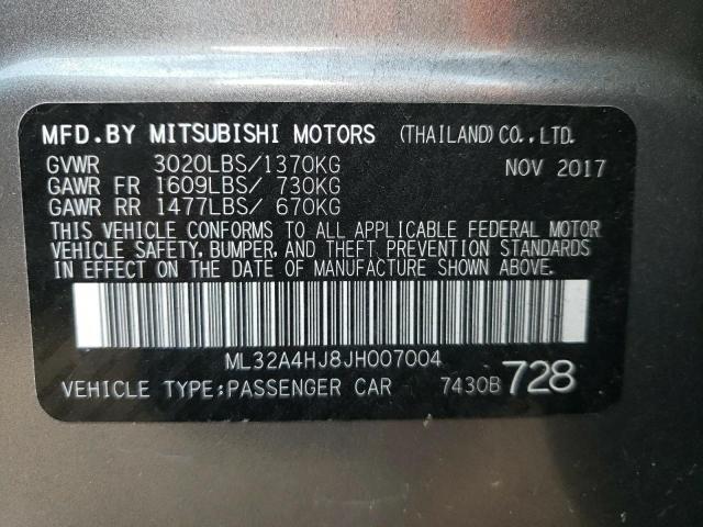 ML32A4HJ8JH007004 - 2018 MITSUBISHI MIRAGE SE GRAY photo 10