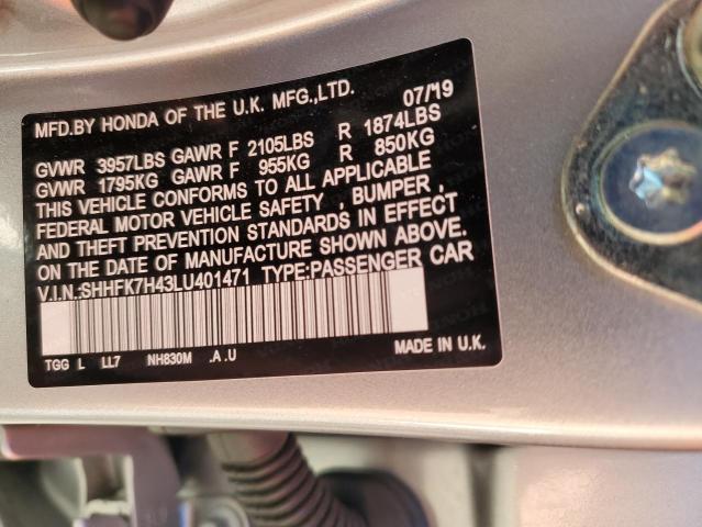 SHHFK7H43LU401471 - 2020 HONDA CIVIC SPORT  Foto 10