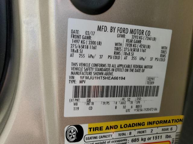 1FMJU1HT5HEA66194 - 2017 FORD EXPDTION GOLD photo 10