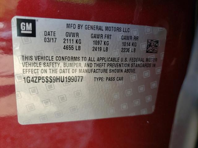 1G4ZP5SS9HU199077 - 2017 BUICK LACROSSE E წითელი ფოტო 10