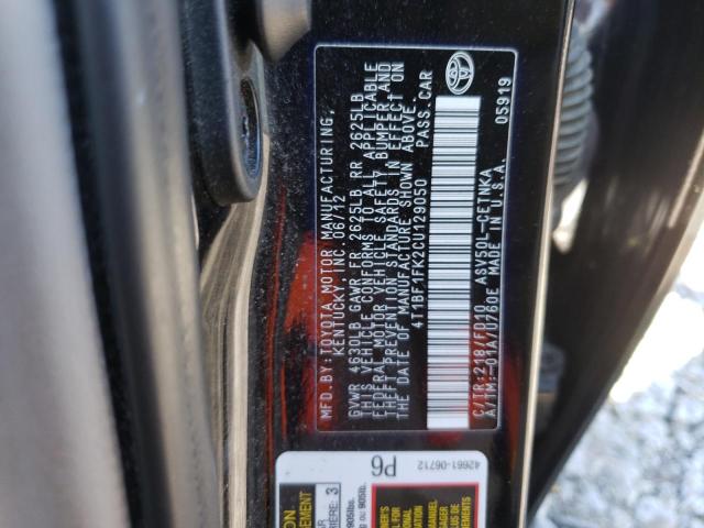 4T1BF1FK2CU129050 - 2012 TOYOTA CAMRY BLACK photo 10