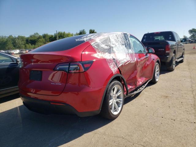 5YJYGDEE4MF060932 - 2021 TESLA MODEL Y أحمر صورة 4