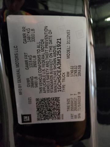 1GCHSCEA3M1251921 - 2021 CHEVROLET COLORADO L BLACK photo 10