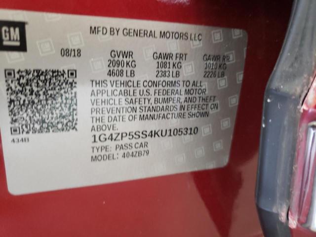 1G4ZP5SS4KU105310 - 2019 BUICK LACROSSE ESSENCE  ფოტო 10