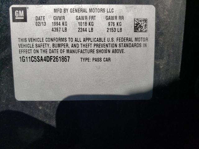 1G11C5SA4DF261867 - 2013 CHEVROLET MALIBU 1LT 黑色 照片 10