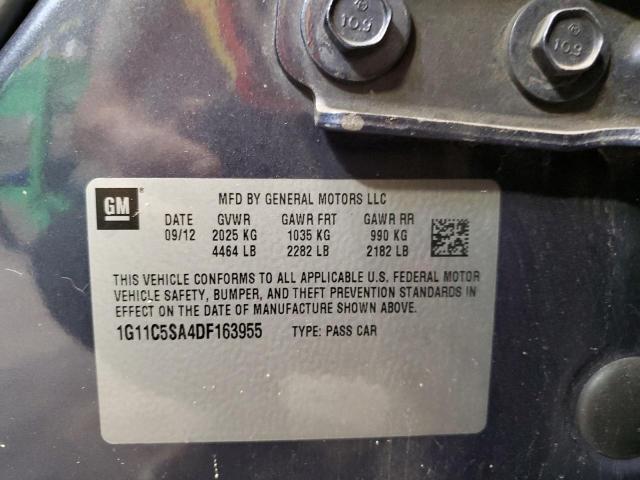 1G11C5SA4DF163955 - 2013 CHEVROLET MALIBU 1LT ლურჯი ფოტო 10