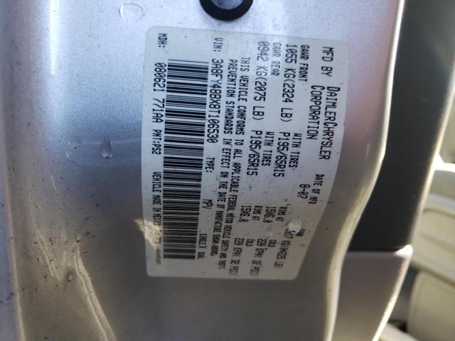 3A8FY48BX8T106530 - 2008 CHRYSLER PT CRUISER SILVER photo 10