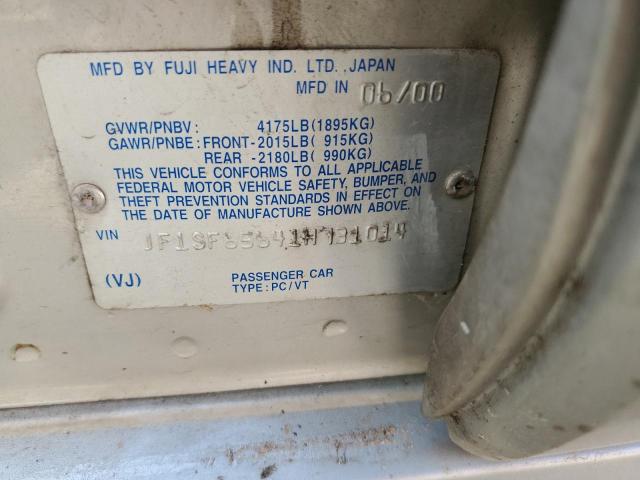 JF1SF65641H731014 - 2001 SUBARU FORESTER S SILVER photo 10