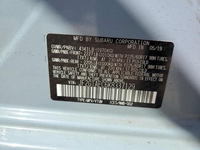 JF2GTAEC6K8337129 - 2019 SUBARU CROSSTREK PREMIUM  ფოტო 10