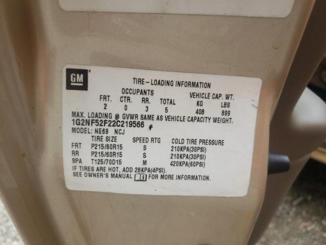 1G2NF52F22C219566 - 2002 PONTIAC GRAND AM S GOLD photo 10