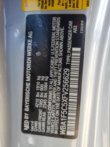 WBA1F5C5XFV256629 - 2015 BMW 228 I فضي صورة 10