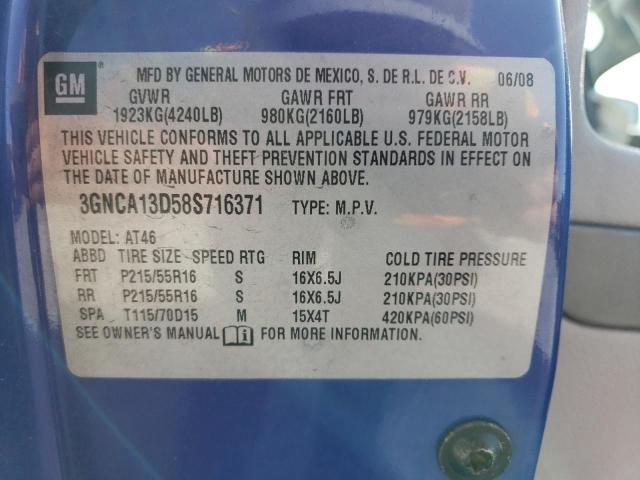 3GNCA13D58S716371 - 2008 CHEVROLET HHR LS BLUE photo 10