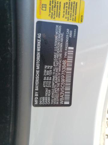 WBA3V5C59FP753848 - 2015 BMW 428 I WHITE photo 10