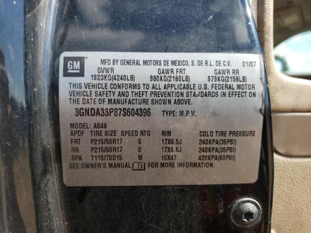 3GNDA33P87S604396 - 2007 CHEVROLET HHR LT BLACK photo 10