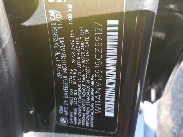 WBANV13518CZ59127 - 2008 BMW 528 XI BLACK photo 10