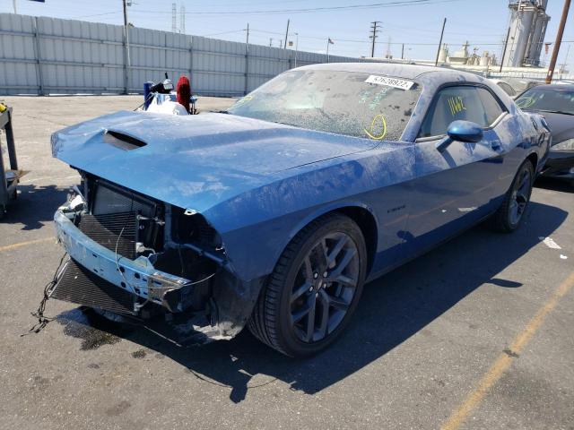 2C3CDZBT8MH623661 - 2021 DODGE CHALLENGER BLUE photo 2