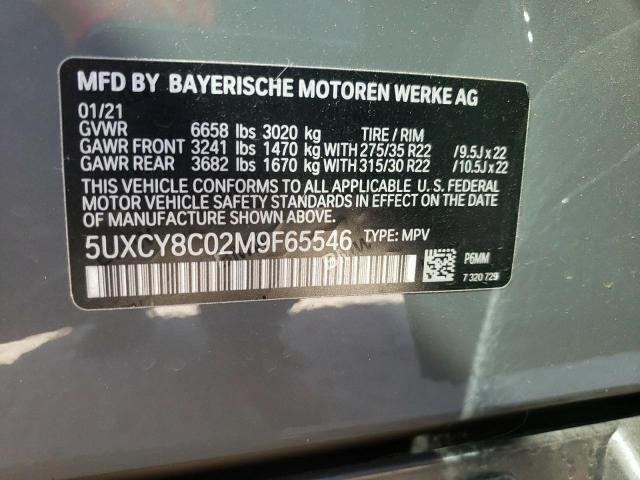 5UXCY8C02M9F65546 - 2021 BMW X6 M50I GRAY photo 10