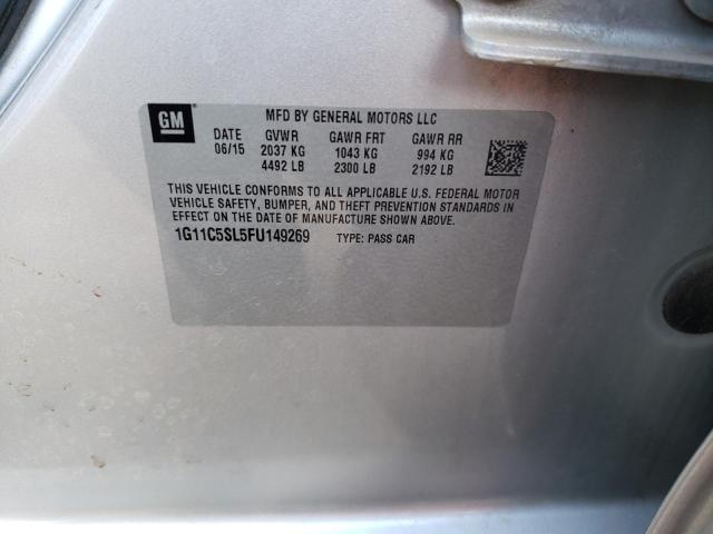 1G11C5SL5FU149269 - 2015 CHEVROLET MALIBU 1LT ვერცხლისფერი ფოტო 10