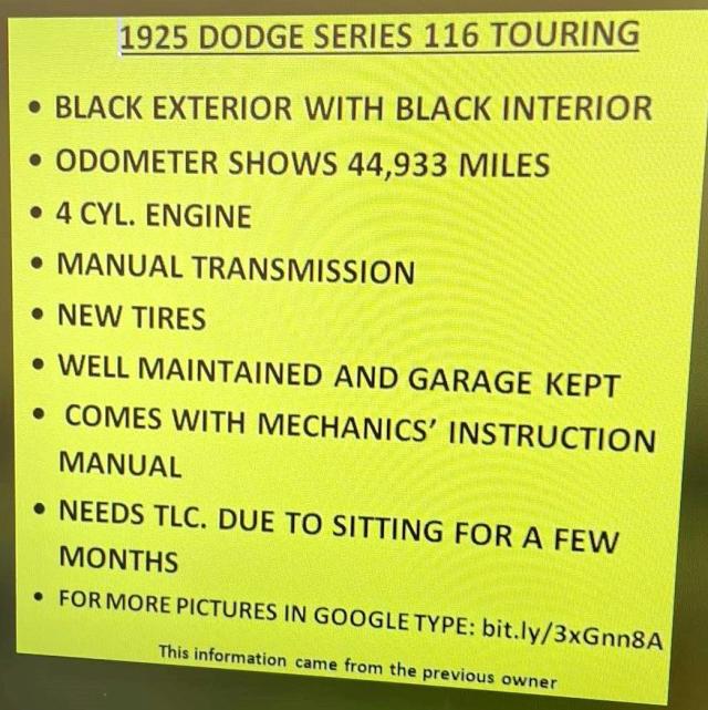 A455712 - 1925 DODGE TOURING Սև լուսանկար 9