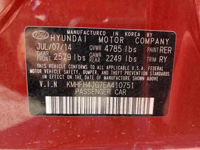 KMHFH4JG7EA410751 - 2014 HYUNDAI AZERA GLS RED photo 10