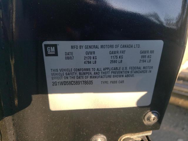 2G1WD58C589178605 - 2008 CHEVROLET IMPALA SUP 黑色 照片 10