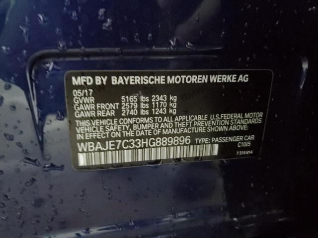 WBAJE7C33HG889896 - 2017 BMW 540 XI BLUE photo 10