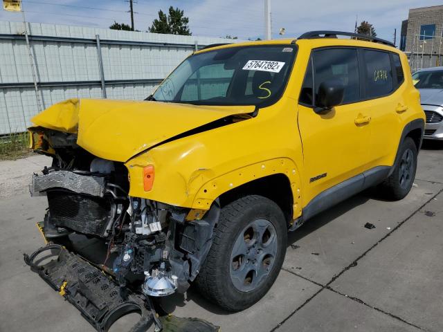 ZACCJBAB4HPF36963 - 2017 JEEP RENEGADE S YELLOW photo 2