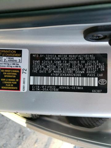 4T4BF3EK6AR028366 - 2010 TOYOTA CAMRY BASE  photo 10
