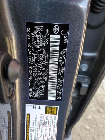 JTDKARFU1L3120347 - 2020 TOYOTA PRIUS L GRAY photo 10