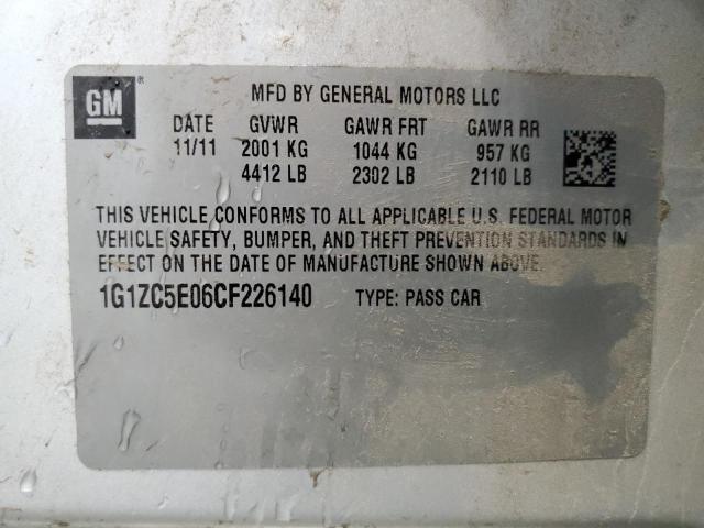 1G1ZC5E06CF226140 - 2012 CHEVROLET MALIBU 1LT SILVER photo 10