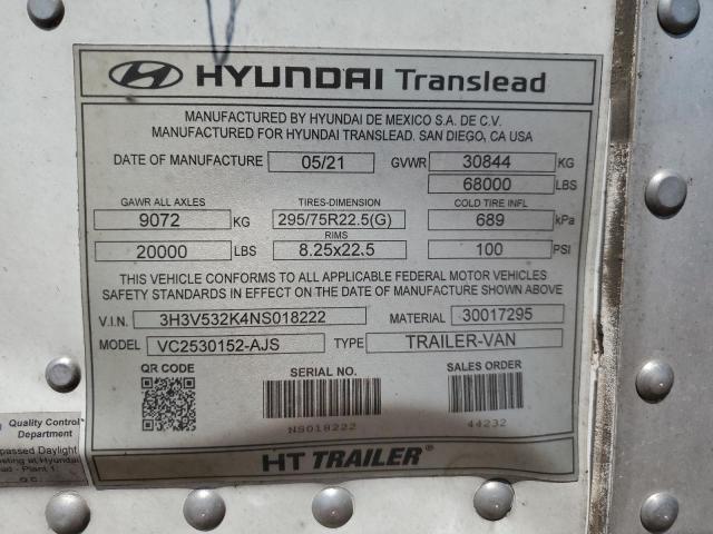 3H3V532K4NS018222 - 2022 HYUNDAI TRAILER WHITE photo 10