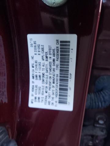 1HGCR2F35FA269194 - 2015 HONDA ACCORD LX BURGUNDY photo 10