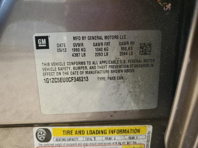 1G1ZC5EU0CF346213 - 2012 CHEVROLET MALIBU 1LT ყავისფერი ფოტო 10