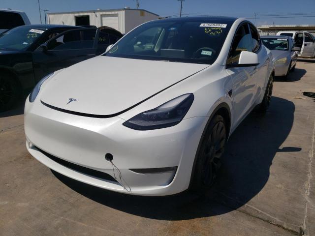 5YJYGDEF6MF268447 - 2021 TESLA MODEL Y Blanc photo 2