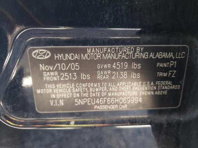 5NPEU46F66H069994 - 2006 HYUNDAI SONATA GLS  photo 10