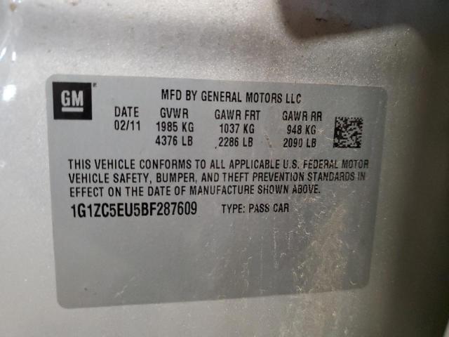 1G1ZC5EU5BF287609 - 2011 CHEVROLET MALIBU 1LT ვერცხლისფერი ფოტო 10