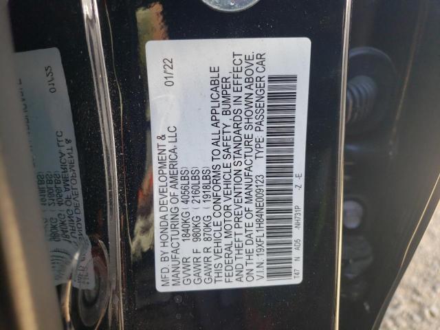19XFL1H84NE009123 - 2022 HONDA CIVIC SPOR BLACK photo 10