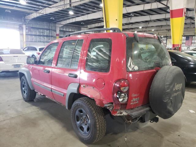 1J4GL48K75W599514 - 2005 JEEP LIBERTY SP RED photo 3