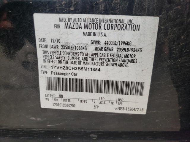 1YVHZ8CH3B5M11854 - 2011 MAZDA 6 I BLACK photo 10