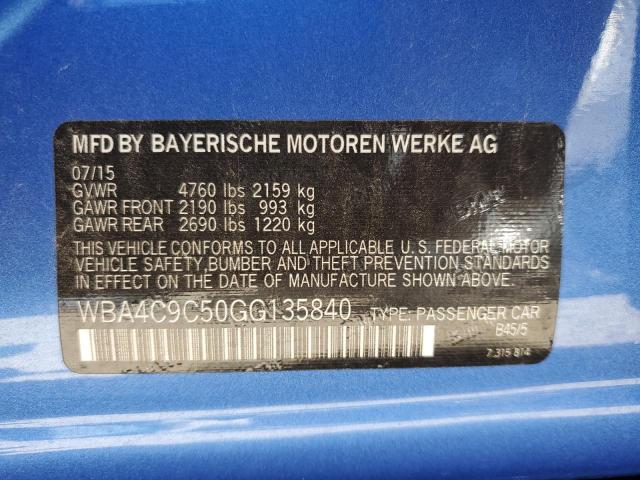 WBA4C9C50GG135840 - 2016 BMW 428 XI GRA BLUE photo 10