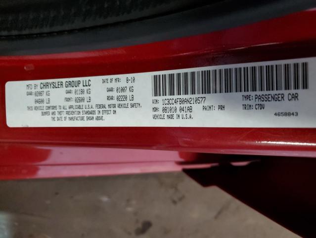 1C3CC4FB0AN210577 - 2010 CHRYSLER SEBRING RED photo 10