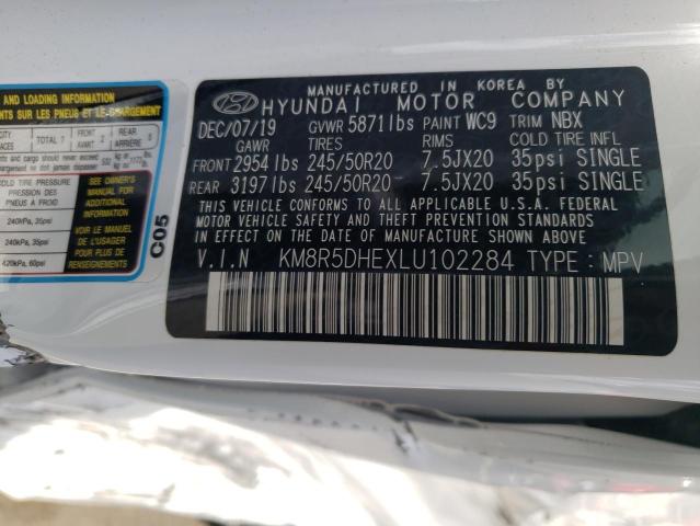 KM8R5DHEXLU102284 - 2020 HYUNDAI PALISADE L WHITE photo 10