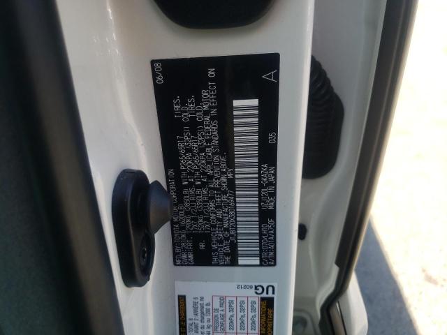 JTJBT20X380169477 - 2008 LEXUS GX470 WHITE photo 10