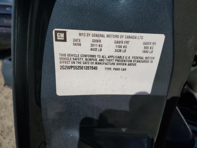 2G2WP552561287849 - 2006 PONTIAC GRAND PRIX Көк фото 10