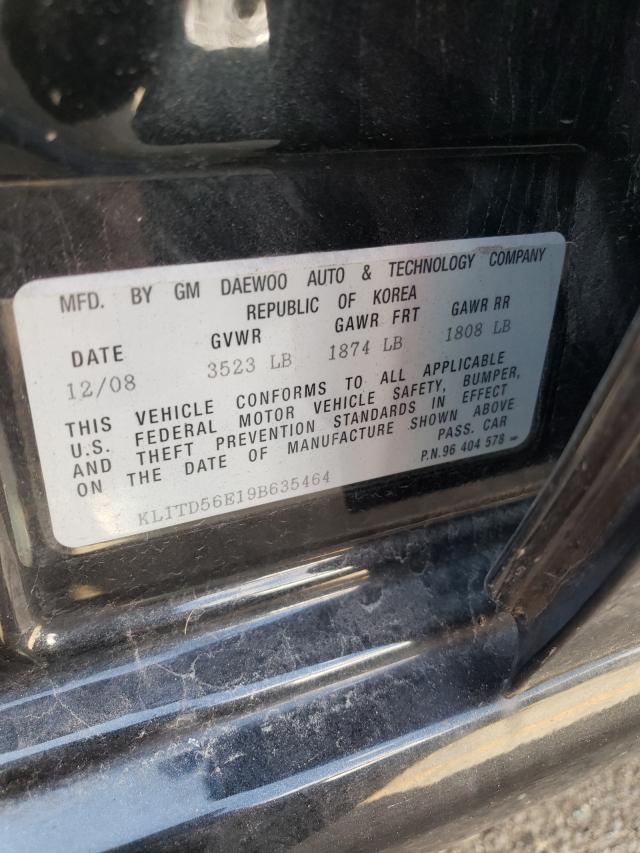 KL1TD56E19B635464 - 2009 CHEVROLET AVEO LS 黑色 照片 10